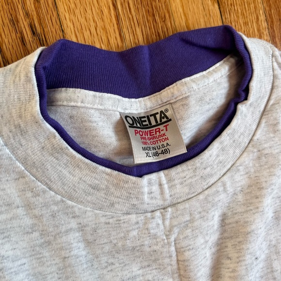 Vintage Oneita Power-T / Blank / Double Layer / 90s / XL / Single Stitch - Picture 3 of 4